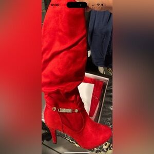 Comfort made brand new cherry red boot with rhinestone suede feel  boot new